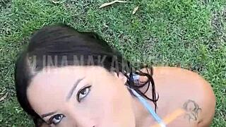 fucking the hot japanese girl's pussy in the car