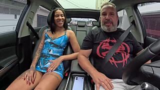 Vicky Simons Gives Her Ass To Ted In The Car.