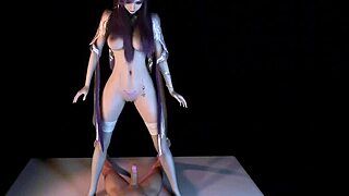 3d hot cosplay slut with perfect asses sitting on the big cock