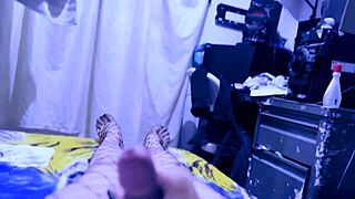 Latina tranny stepsister undresses and touches herself in bedroom