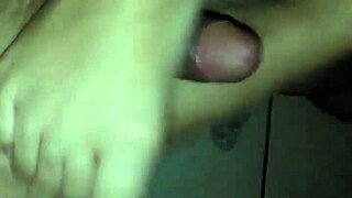 Sexy footjob leads to cum on feet