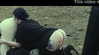 Submissive cutie eats ass at picnic then rough face fucking 😈