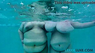 lexxxi luxe and her bbw friend have fun playing underwater in the pool