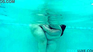 lexxxi luxe and her bbw friend have fun playing underwater in the pool