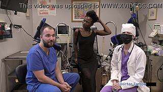 Dr. Tampa conducts first gynecological exam on neighbor Rina Arem from POV