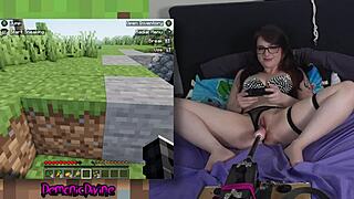 Nerdy Egirl Plays Minecraft with Fuck Machine 😈