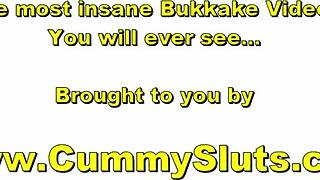 dirty brunette whore banged and covered in cum