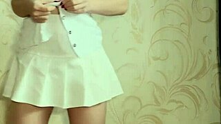 naughty girl rides transparent dildo in lingerie