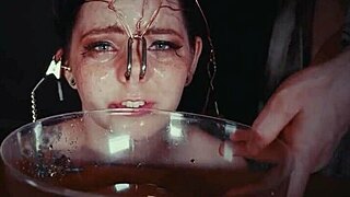 emo bondage whore gets face tied and punished with piss