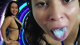 milf swallowing cum my cuckold does not have permission to fuckme i masturbate for him as consolation i suck his small 18+ cock and i swallow his semen when he cums in my mouth hes a faggot asshole