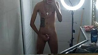 Brazilian Tattoo Guy Jerks Off Before Christmas Dinner!