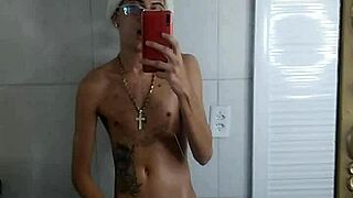 Brazilian Tattoo Guy Jerks Off Before Christmas Dinner!