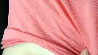A beautiful couple enjoys a close-up belly button massage leading to cum