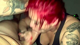 redhead housewife gives wet blowjob and face fucking like no one