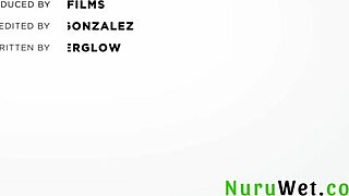 busty teen masseuse's wet pussy pounded in nuru