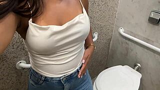 Pretty Babe Masturbates In Shopping Bathroom