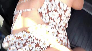 the taxi driver saw that the passenger was fingering her pussy and offered her his cock p2 with juicy sex cum close up dress