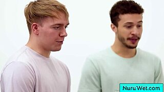 hey, this hot bbw masseuse natasha nice seduces joshua lewis and apollo banks, rubbing her huge tits all over them in a threesome.