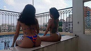 women prove they don't need men for horny lesbian handjob fun at home