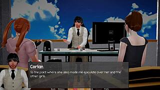 In the headmaster's fantasy, the group orgy unfolds with femdom and shaved pussies.