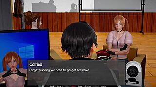 In the headmaster's fantasy, the group orgy unfolds with femdom and shaved pussies.