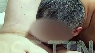 Husband is licking the delicious pussy of the wife on bed with cunilingus and wet shaved pussy