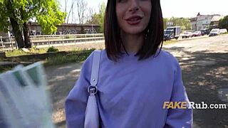 ultra pretty italian girl picked on street for flashing