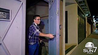 I fucked the young slave's asshole in lingerie, making it gape