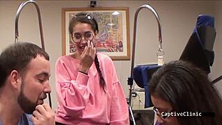 Girl Journalist Kitty Catherine Gets Interrupted in Hospital Backstage with Nurse and Patient