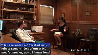 Girl Journalist Kitty Catherine Gets Interrupted in Hospital Backstage with Nurse and Patient