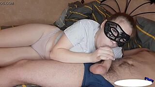 minx passionately sucks cock and gets hot cum in mouth