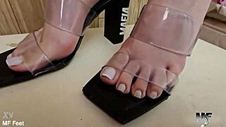 Barefoot Brazilian Latina Dominates with Feet on Neck in Lesbian Fetish Scene