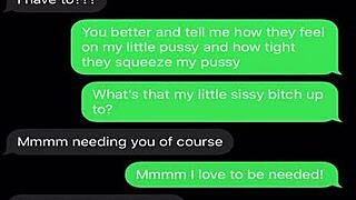 Sexting while emasculating my sissy bitch with humiliation and teasing in this femdom scene.