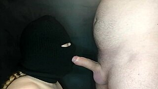 My Step Sisters Hot Mouth Sucks Cock Hidden By Balaclava