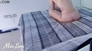 sexy girl in lingerie plays games solo at home