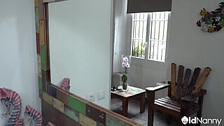 The beautiful spanish milf with big tits masturbates using toys, showing her curvy mature body