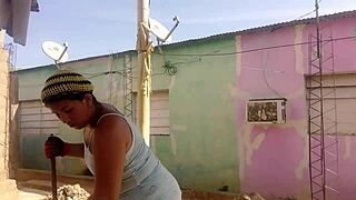 My neighbor can’t resist staring at my big ass in this short dress!