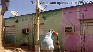 My neighbor can’t resist staring at my big ass in this short dress!