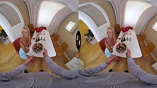 Blonde And Brunette Share POV Blowjobs During Taboo Holiday Celebration