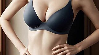 hey, these ai generated girls look cute in lingerie and panties for the catalog with barefoot poses