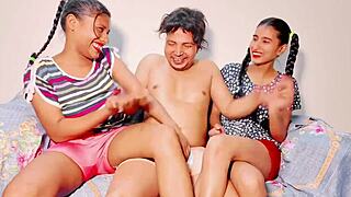 uttaran20 tells the story of a step mom joining her daughter and boyfriend for a wild threesome in this retro group scene