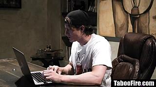 The stepdaddy gets seduced by his stepson's teen girlfriend in a taboo old and young encounter. She takes deepthroat face fucking rough.