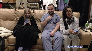 dr tampa examines bratty orphans in a cheerleading physical with jasmine rose