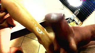 amateur femdom mistress busts balls with kicking and bondage until painful cum on feet