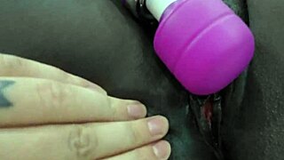 the black wife started playing with her vibrator and then moved to sucking my dick in the hotel room