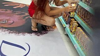wife without panties flashes ass on street for cuckold.