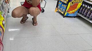 wife without panties flashes ass on street for cuckold.