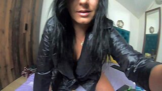 MilfyCalla is masturbating with dildos in her long black raincoat, you know?