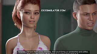 An animated story of a wife in a cheating scenario with her husband watching.