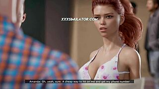 An animated story of a wife in a cheating scenario with her husband watching.